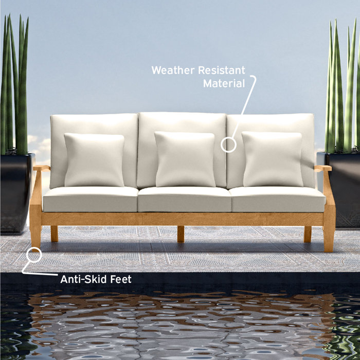 Lark Manor Byxbee 84.25'' Acacia Outdoor Patio Sofa Wayfair